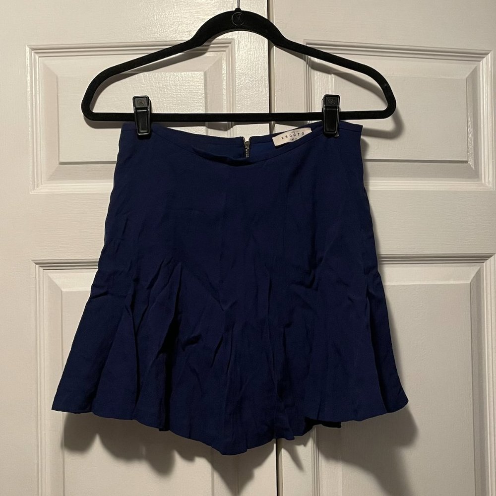 Sandro High-waste Dark Blue Skirt - Size 2